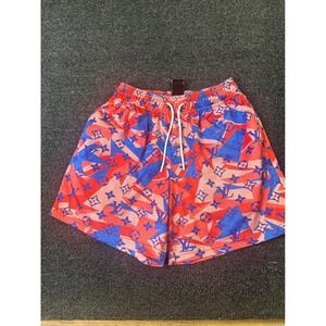 Mr. Remade Mens Monogram Mesh Basketball Shorts Red Blue Graphic Size M